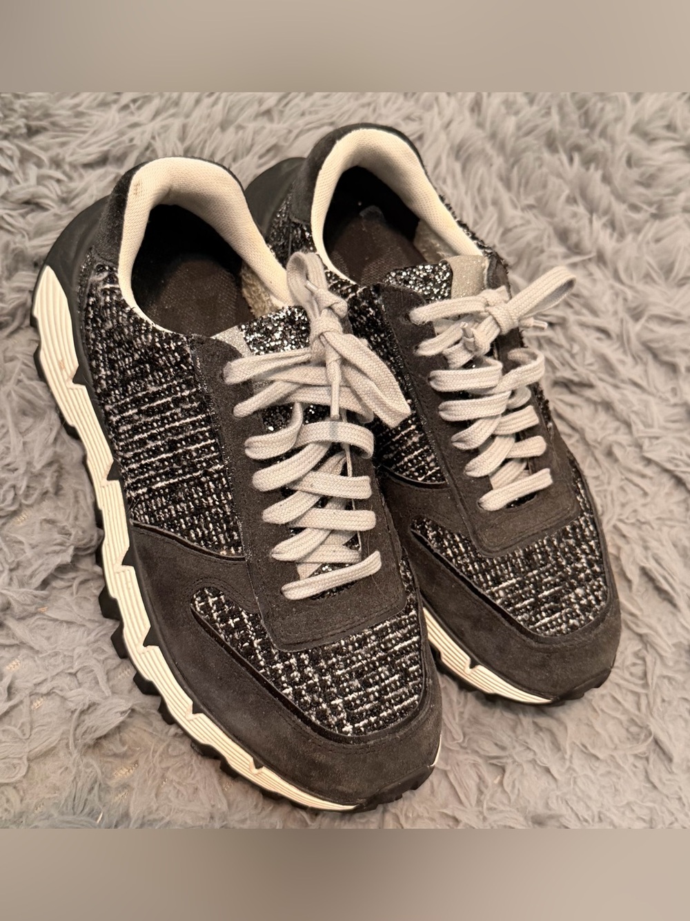 P448 JACKSON SHAKA Women’s Size 38 Black Tweed Sneaker  MADE in Italy